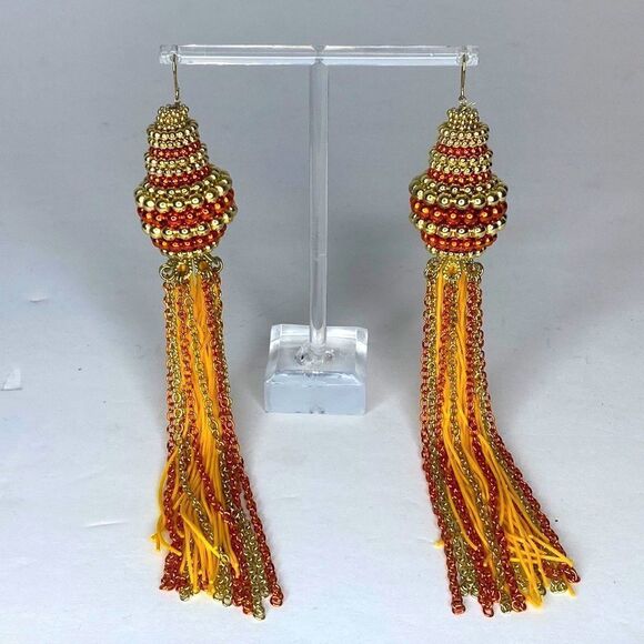 NEW…Gold/Orange beaded earrings OS (one size) from RESET-CLOSET - Picture 1 of 4
